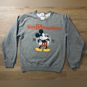 Disney Mickey Mouse Parks Resort 1971 Pullover Sweatshirt Crew Neck Gray Size S